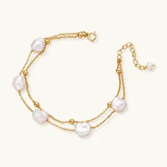 Baroque Pearl Layered Bracelet, Gift for Her thumbnail 1