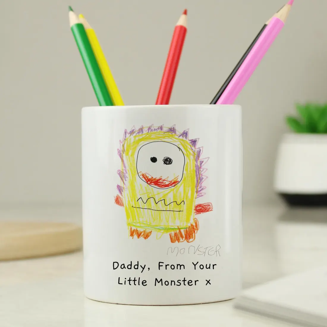 Personalised Childrens Drawing Pot, Custom Artwork Keepsake, Kids Pencil Holder, Photo Memory Gift — photo 5