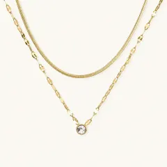 Golden Hour Layers Necklace: Dual Chain Gold Gift thumbnail 1