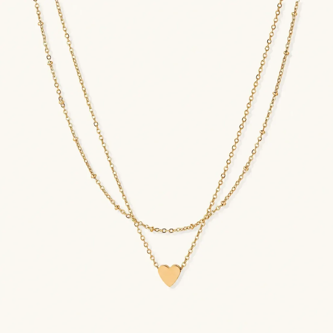 Layered Heart Necklace, 18K Gold Gift for Her