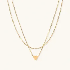 Layered Heart Necklace, 18K Gold Gift for Her thumbnail 1