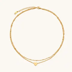 Layered Heart Necklace, 18K Gold Gift for Her thumbnail 2