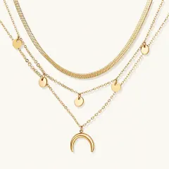 Golden Crescent Layer Set: Gold Necklace Gift for Her thumbnail 1