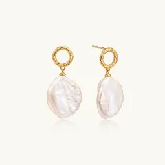 Pearl Glow Drop Earrings: 18K Gold Vermeil Gift thumbnail 1