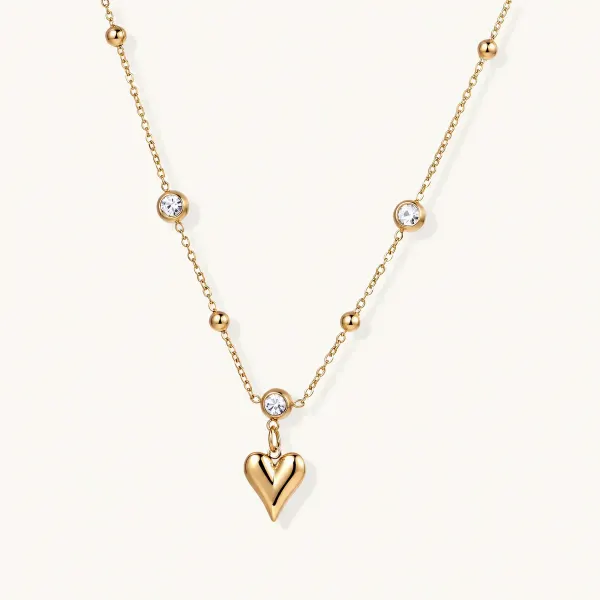 Crystal Heart Charm Necklace for Her: Gift Idea