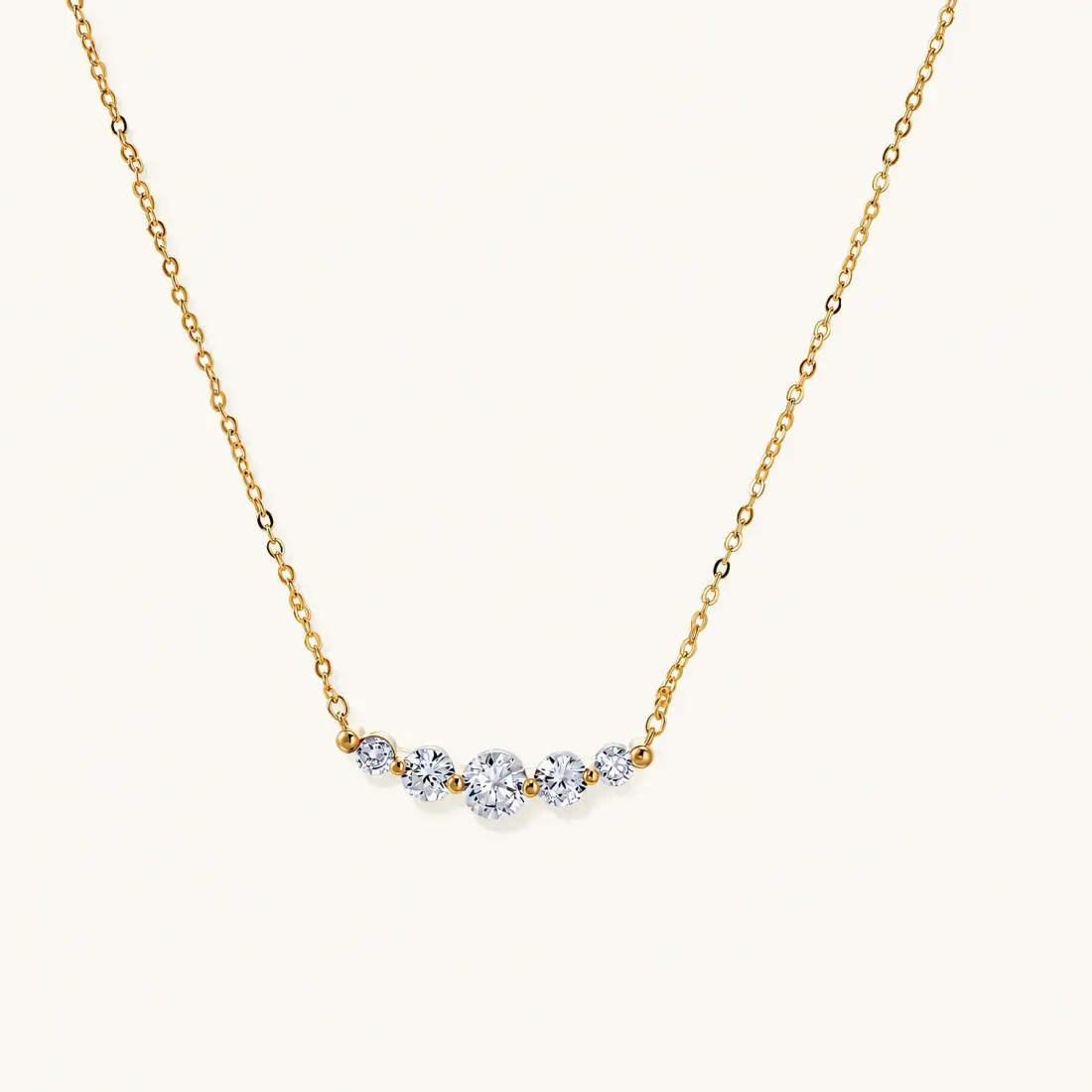 Golden Arc Necklace Gift for Her, 14K Gold Plated