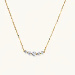 Golden Arc Necklace Gift for Her, 14K Gold Plated thumbnail 1