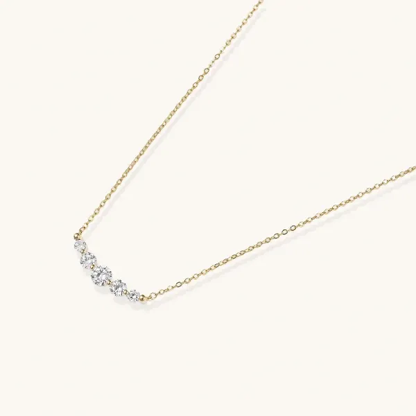 Golden Arc Necklace Gift for Her, 14K Gold Plated