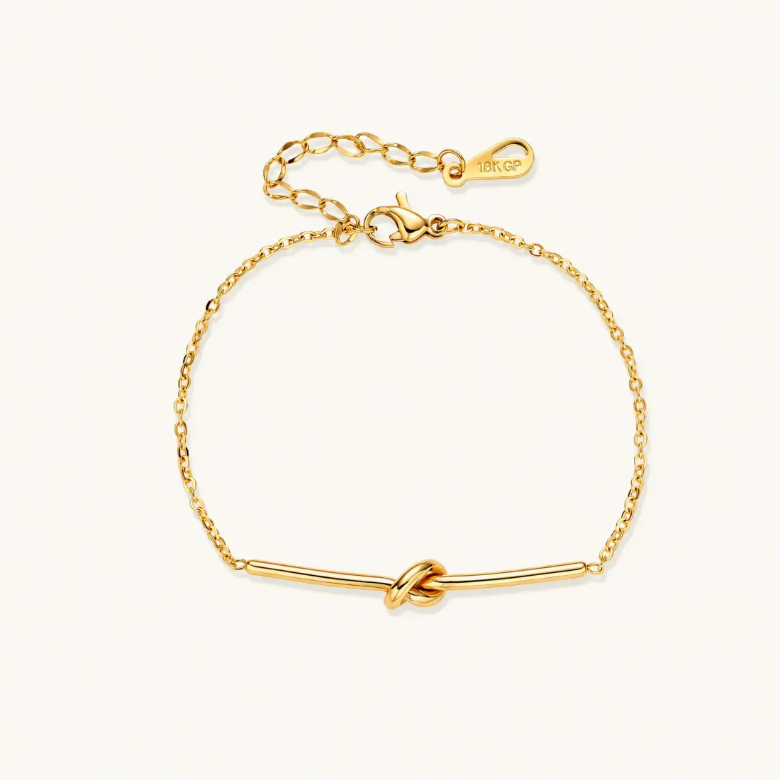 Twisted Knot Bar Bracelet, 18K Gold Gift for Her