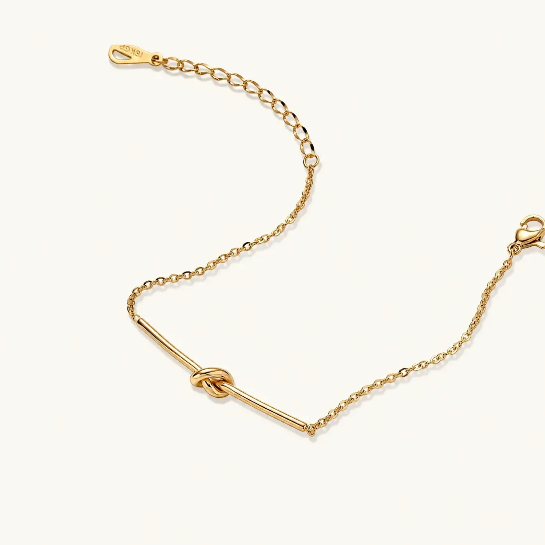 Twisted Knot Bar Bracelet, 18K Gold Gift for Her — photo 2