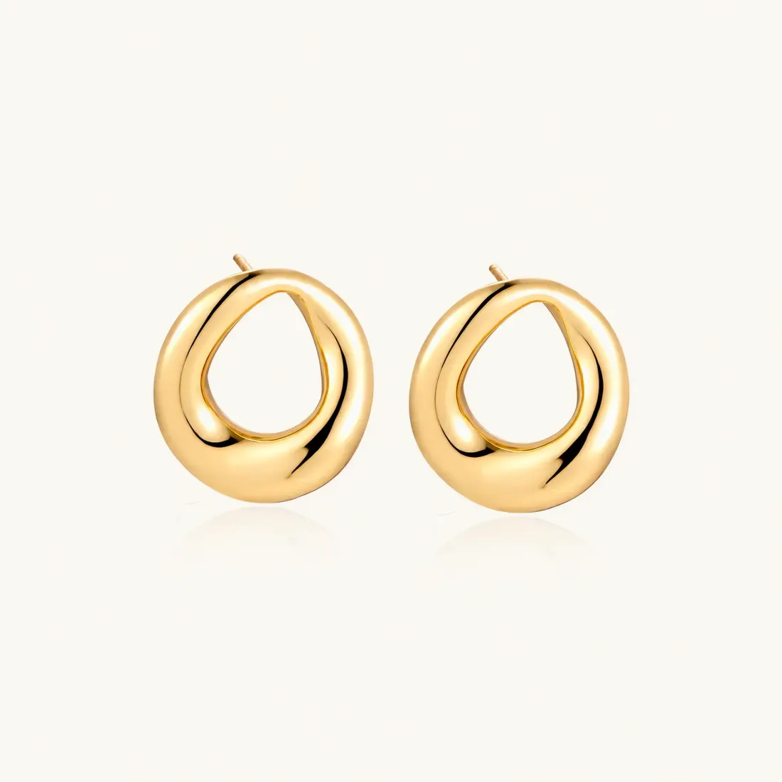 Golden Loop Studs: 18K Gold Earrings, a Unique Gift — photo 2