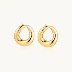 Golden Loop Studs: 18K Gold Earrings, a Unique Gift thumbnail 2