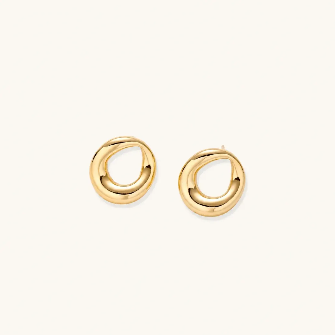 Golden Loop Studs: 18K Gold Earrings, a Unique Gift — photo 3
