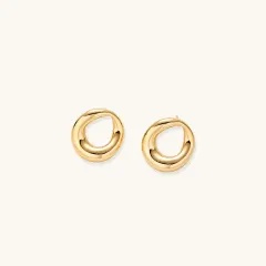 Golden Loop Studs: 18K Gold Earrings, a Unique Gift thumbnail 3