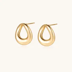 Golden Loop Studs: 18K Gold Earrings, a Unique Gift thumbnail 4