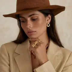 Golden Loop Studs: 18K Gold Earrings, a Unique Gift thumbnail 6