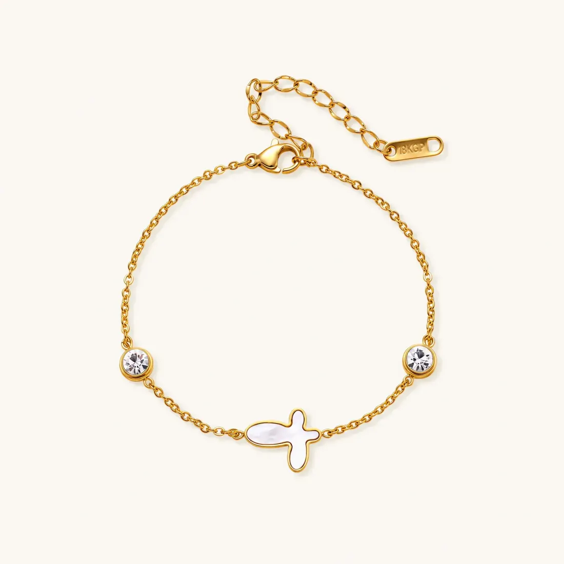 Sacred Cross Bracelet: 18K Gold Gift for Her