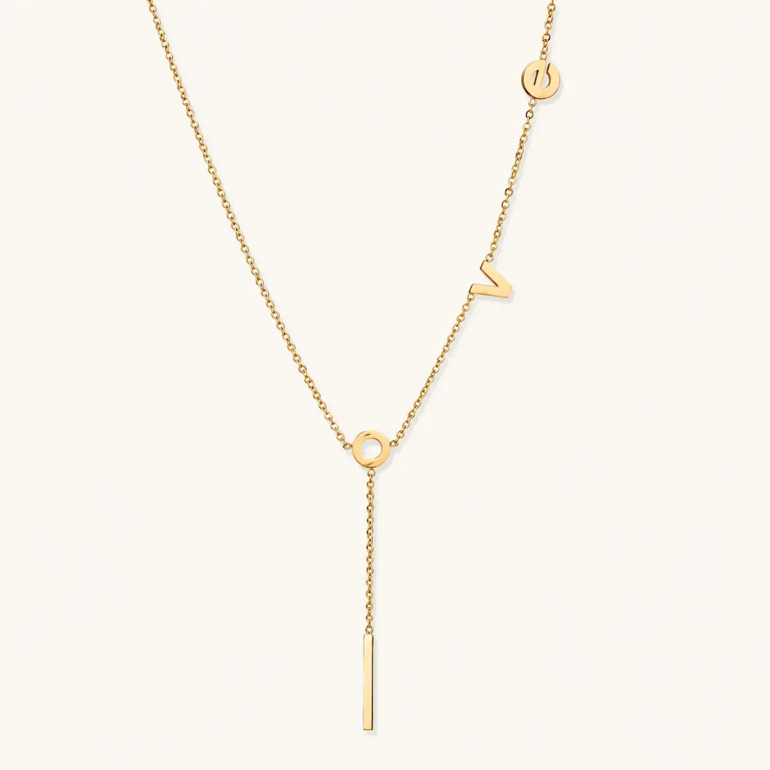Love Letter Lariat Necklace, 18K Gold Gift for Her