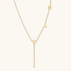 Love Letter Lariat Necklace, 18K Gold Gift for Her thumbnail 1