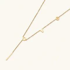 Love Letter Lariat Necklace, 18K Gold Gift for Her thumbnail 2