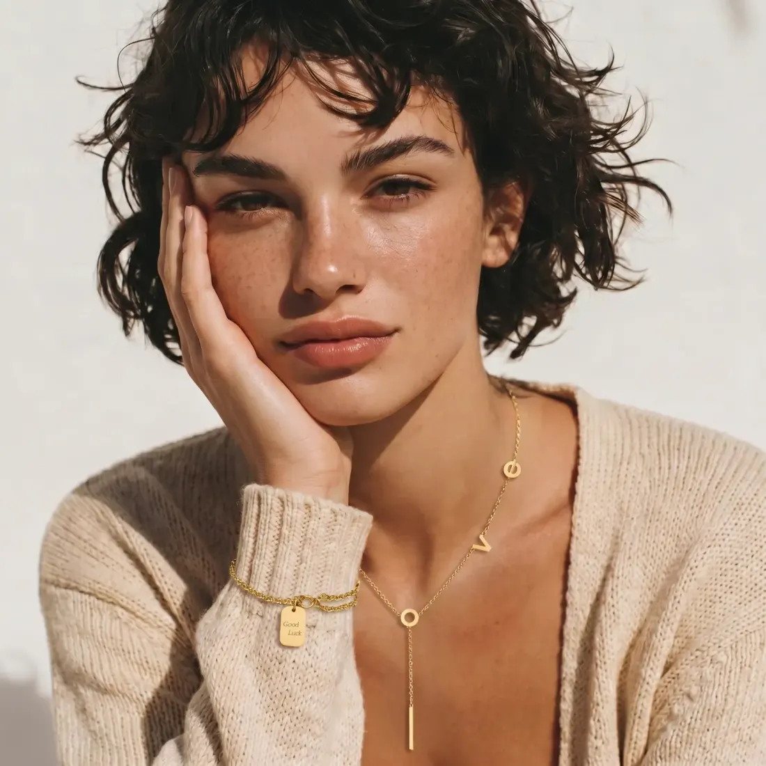 Love Letter Lariat Necklace, 18K Gold Gift for Her — photo 4