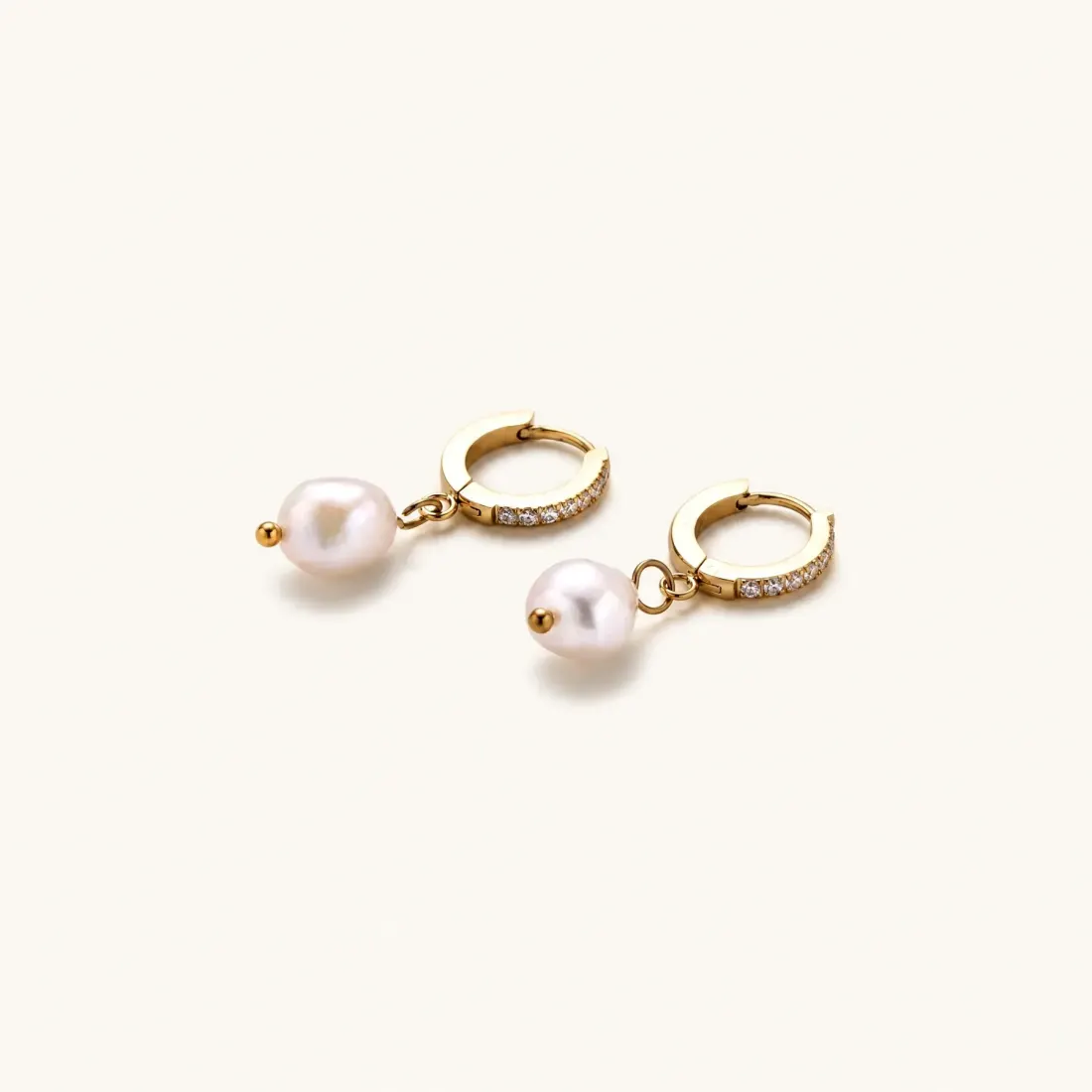 Pearl Drop Hoops: 18K Gold Freshwater Pearl Gift for Her — photo 3