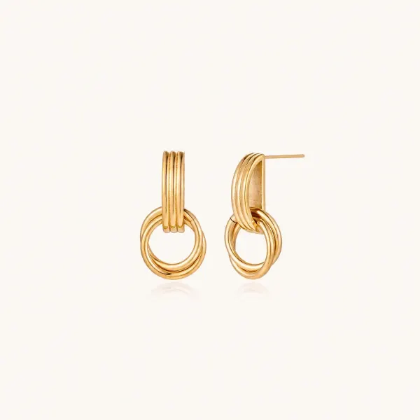 Linear Loop Drops Gift for Her: 18K Gold Earrings