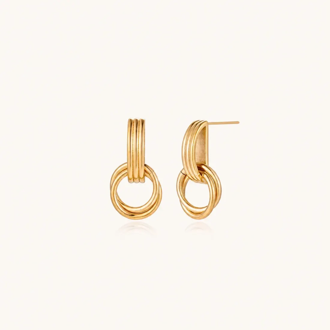 Linear Loop Drops Gift for Her: 18K Gold Earrings