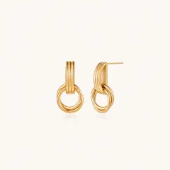 Linear Loop Drops Gift for Her: 18K Gold Earrings thumbnail 1