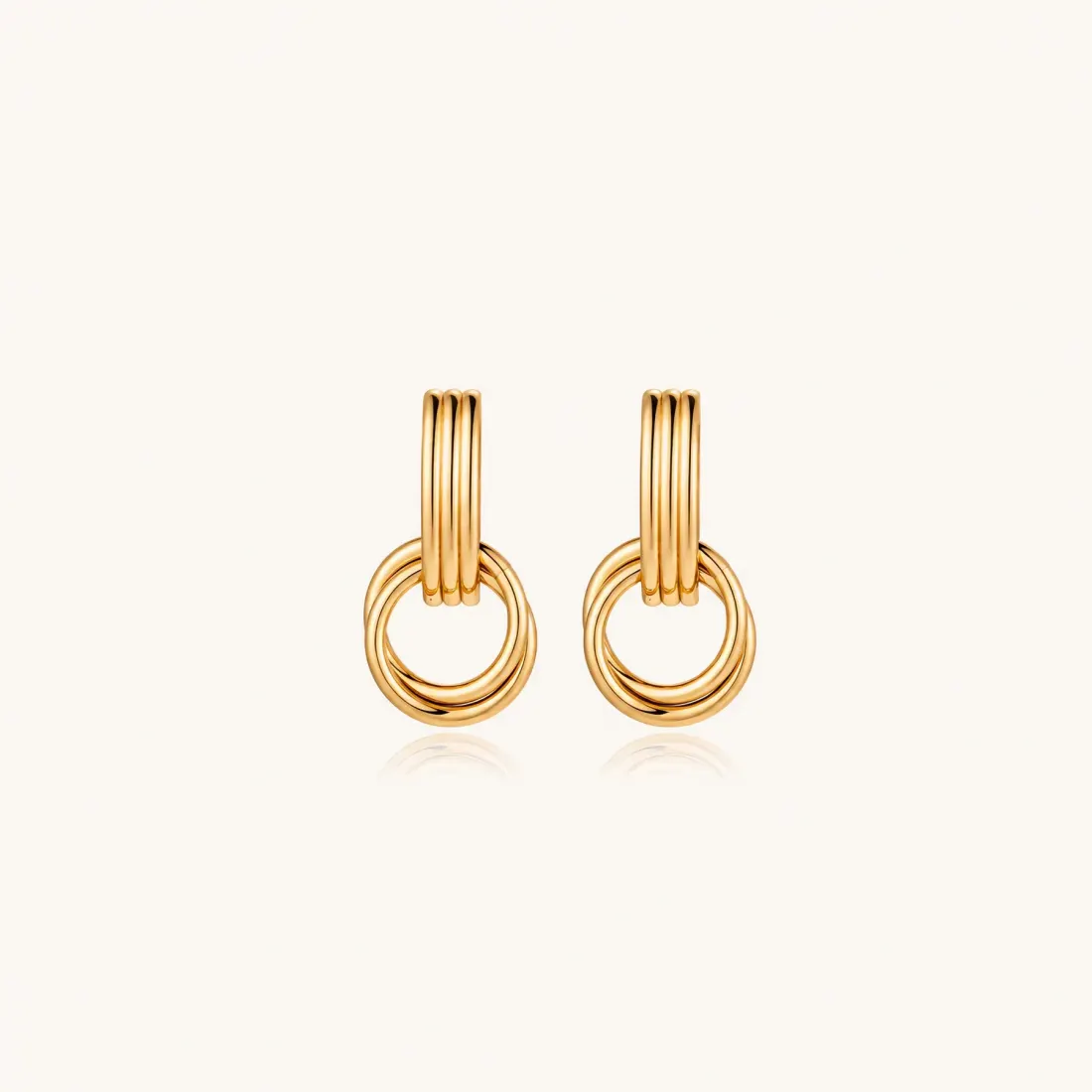 Linear Loop Drops Gift for Her: 18K Gold Earrings — photo 2