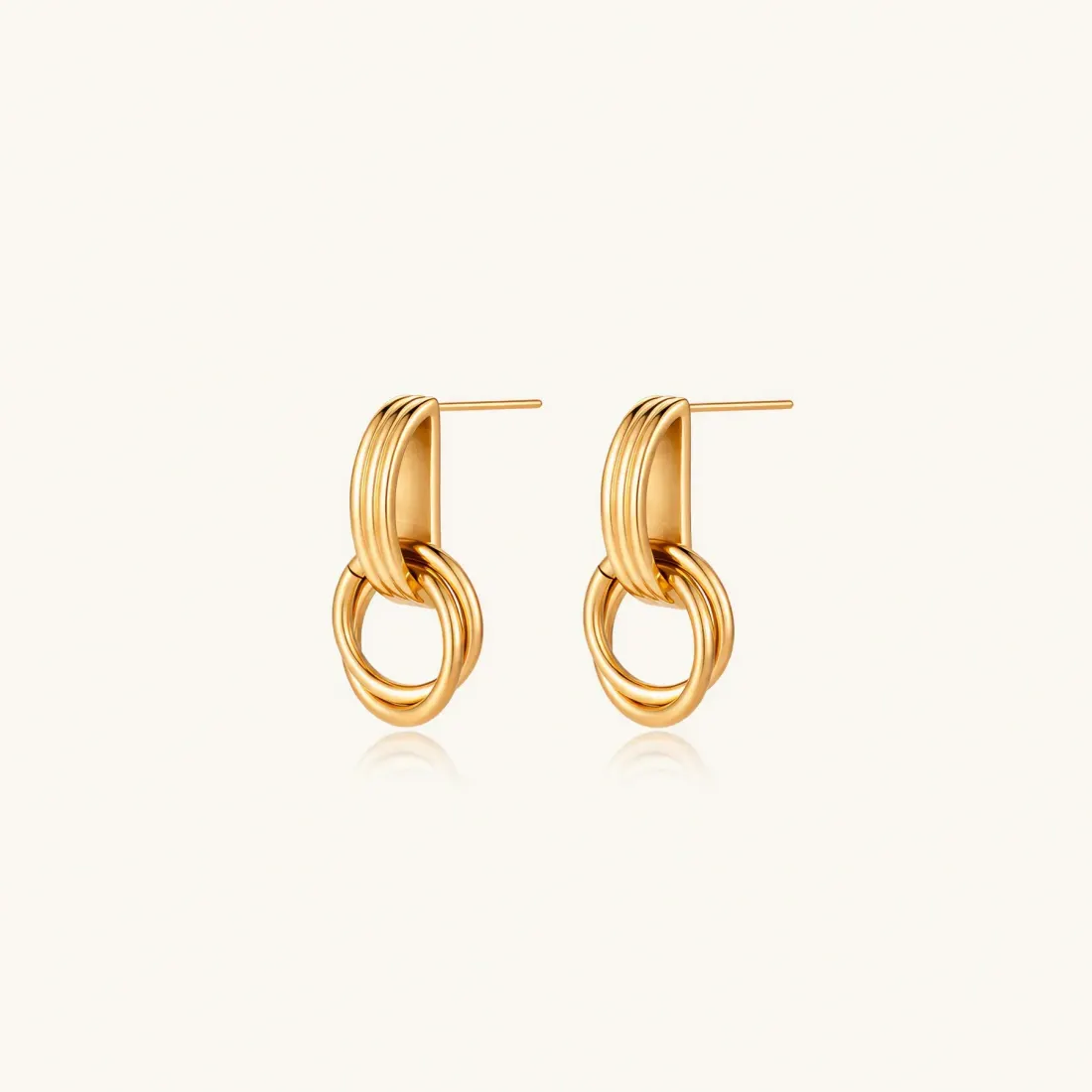 Linear Loop Drops Gift for Her: 18K Gold Earrings — photo 3