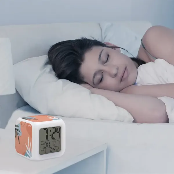Custom Photo Alarm Clock, Color Changing LED Cube with Date and Temperature
