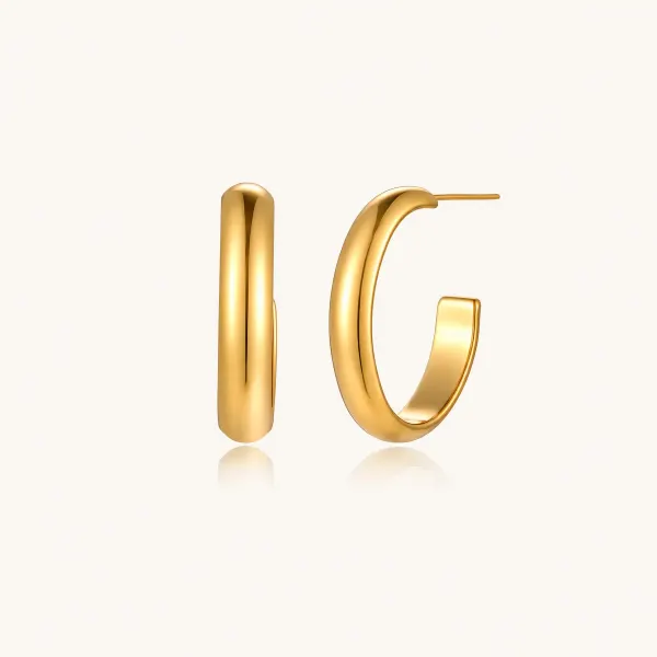 Golden Hour Earring Set: Chunky Gold Hoops Gift for Her