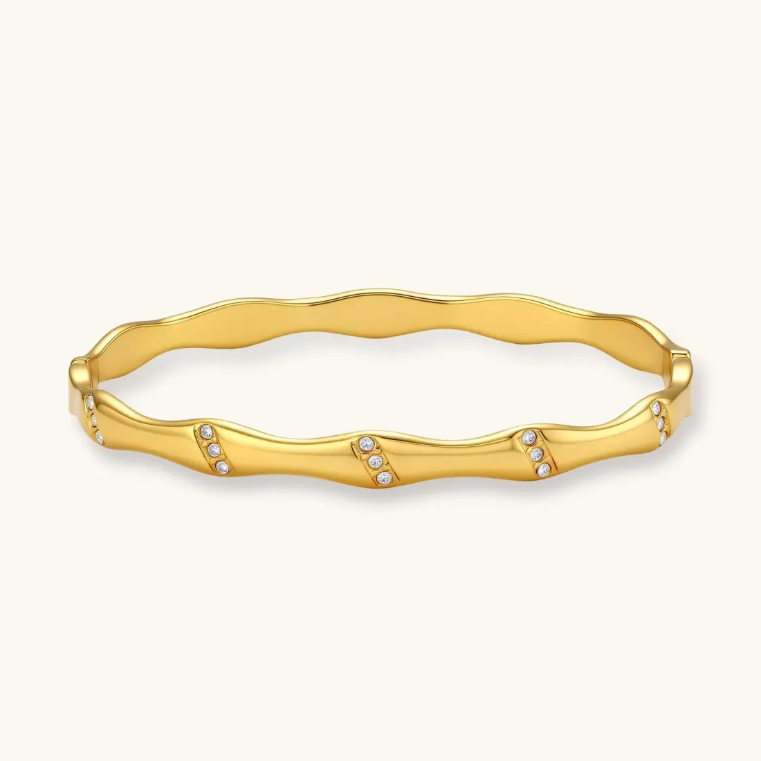 Bamboo Spark Bangle, 18K Gold Gift for Her