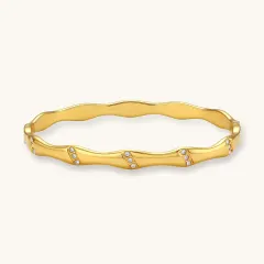 Bamboo Spark Bangle, 18K Gold Gift for Her thumbnail 1