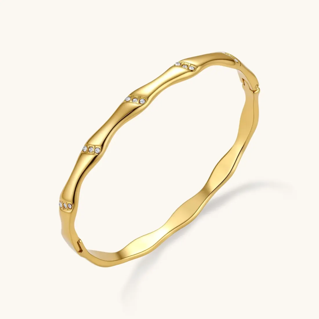 Bamboo Spark Bangle, 18K Gold Gift for Her — photo 2