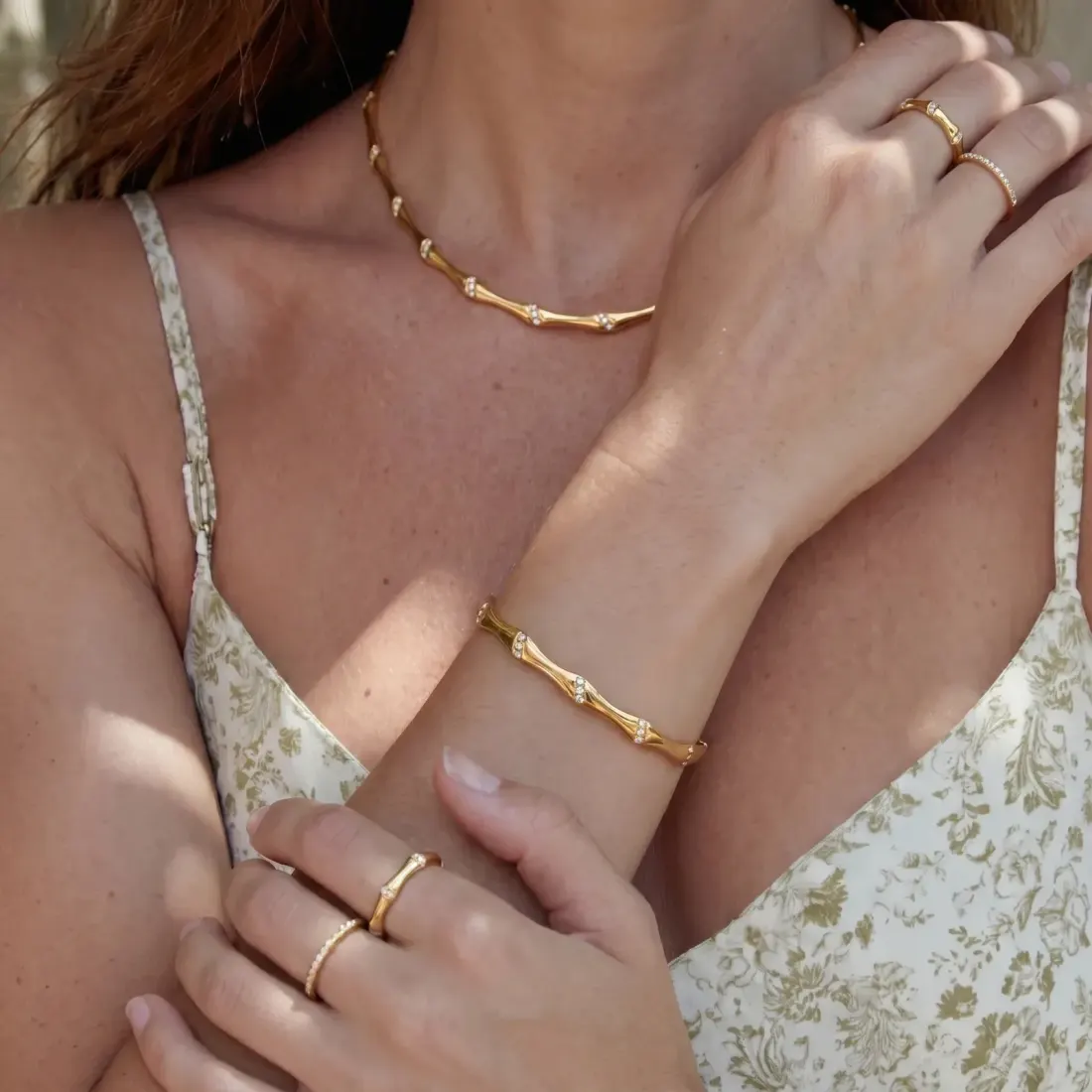 Bamboo Spark Bangle, 18K Gold Gift for Her — photo 3