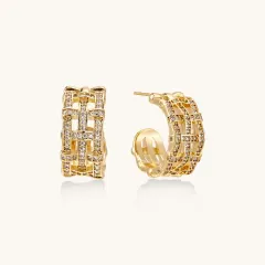 Lattice Dreams Hoops: Unique 14K Gold Earrings Gift thumbnail 1