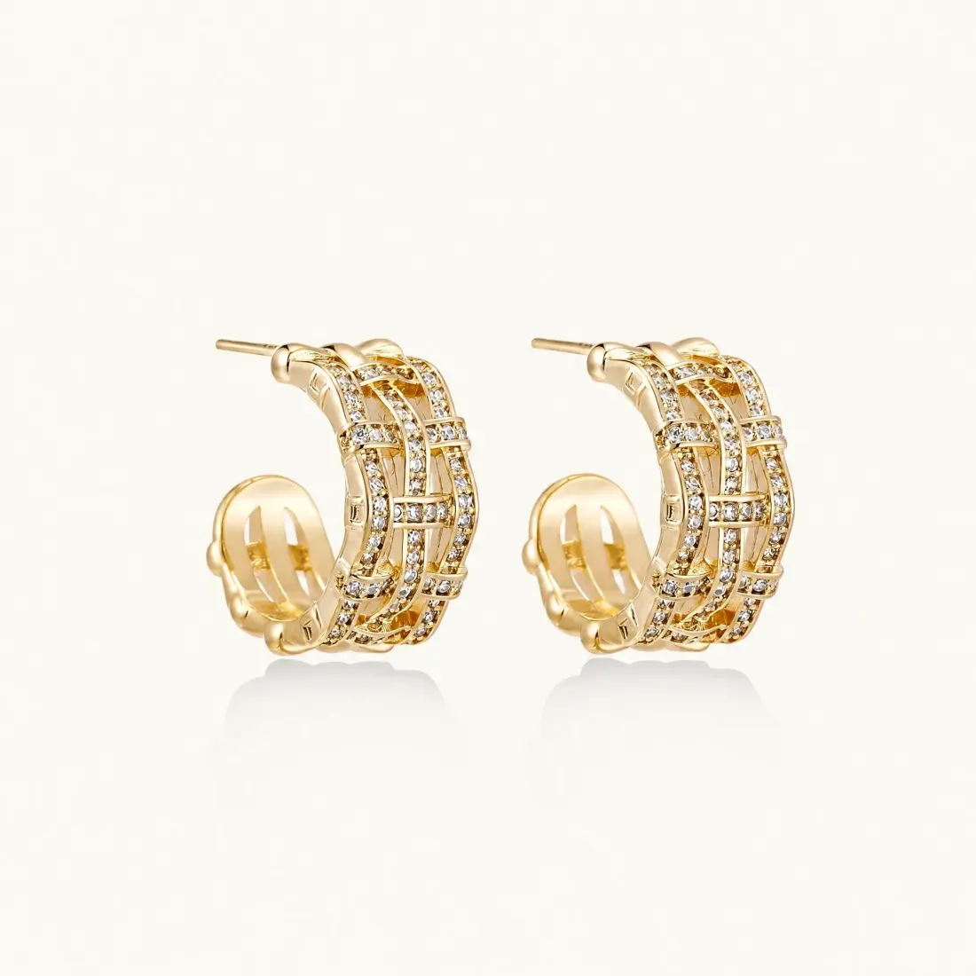 Lattice Dreams Hoops: Unique 14K Gold Earrings Gift — photo 3