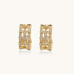 Lattice Dreams Hoops: Unique 14K Gold Earrings Gift thumbnail 4