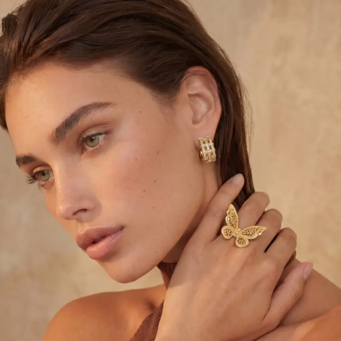 Lattice Dreams Hoops: Unique 14K Gold Earrings Gift — photo 5