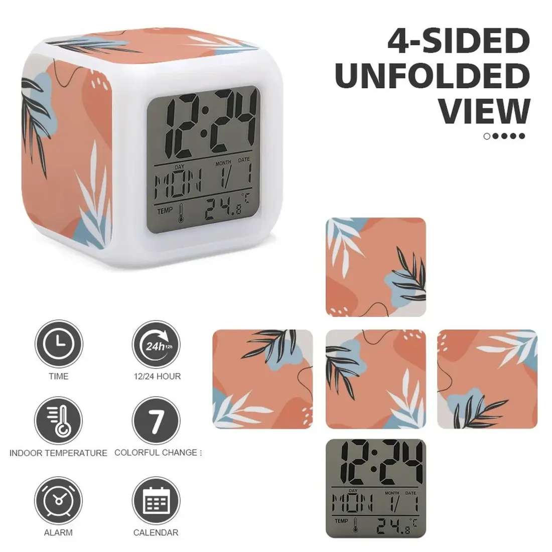 Custom Photo Alarm Clock, Color Changing LED Cube with Date and Temperature — photo 5