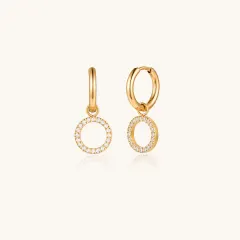Halo Circle Hoops: 18K Gold Gift for Her thumbnail 1