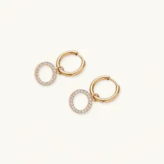 Halo Circle Hoops: 18K Gold Gift for Her thumbnail 3