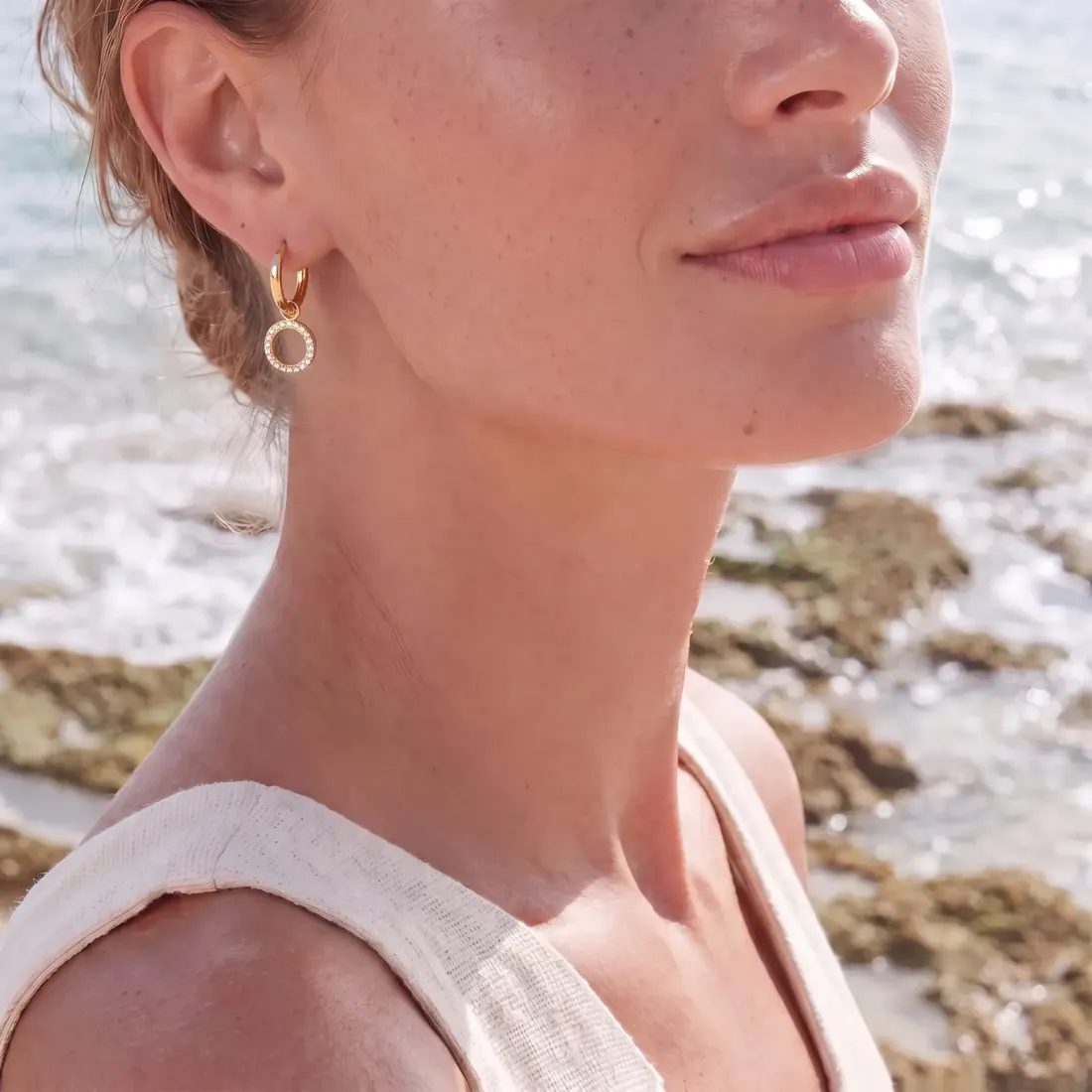 Halo Circle Hoops: 18K Gold Gift for Her — photo 5