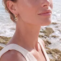 Halo Circle Hoops: 18K Gold Gift for Her thumbnail 5