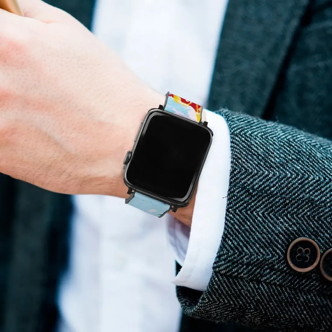 Custom Apple Watch Band, Personalized PU Leather Photo Strap, 42mm and 44mm