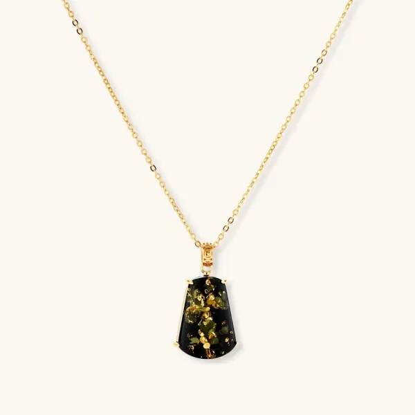 Forest Gold Amber Necklace, a Unique Gift for Her