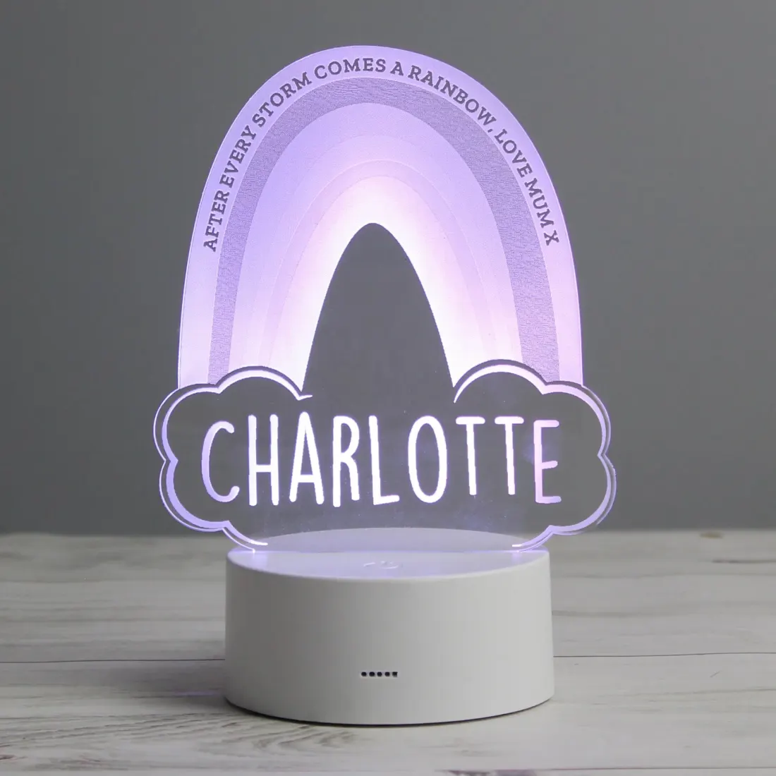Personalised Rainbow Night Light, Custom Engraved Colour Changing LED Nursery Lamp — photo 4