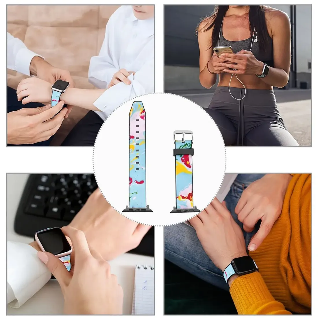 Custom Apple Watch Band, Personalized PU Leather Photo Strap, 42mm and 44mm — photo 2